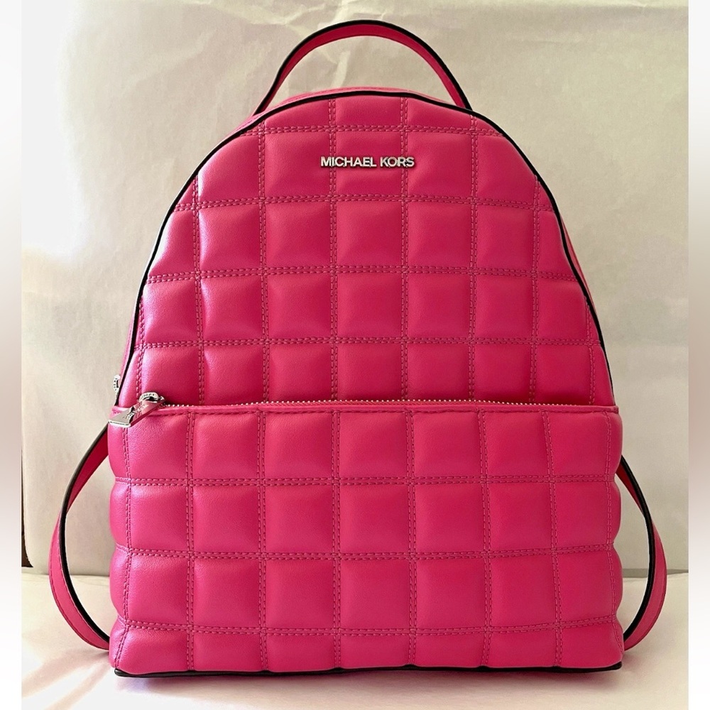 New Michael Kors Sheila Medium Backpack Quilted Dragon Fruit